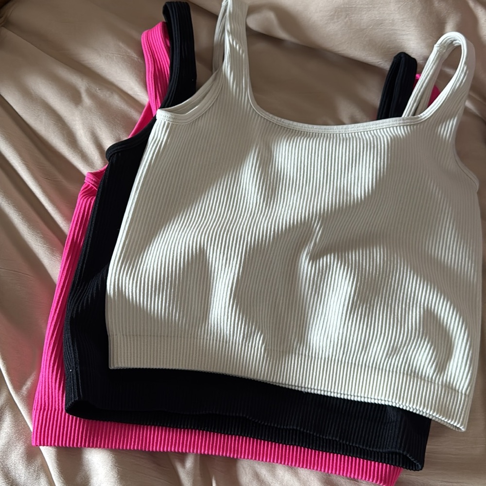Women's 3-Pack Ribbed Tank Tops - Black, Beige, Pink